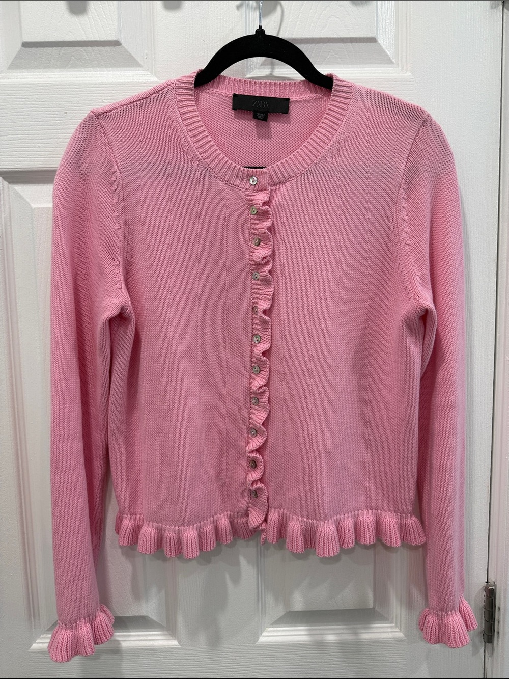 Zara Cotton Cardigan Pink size Medium